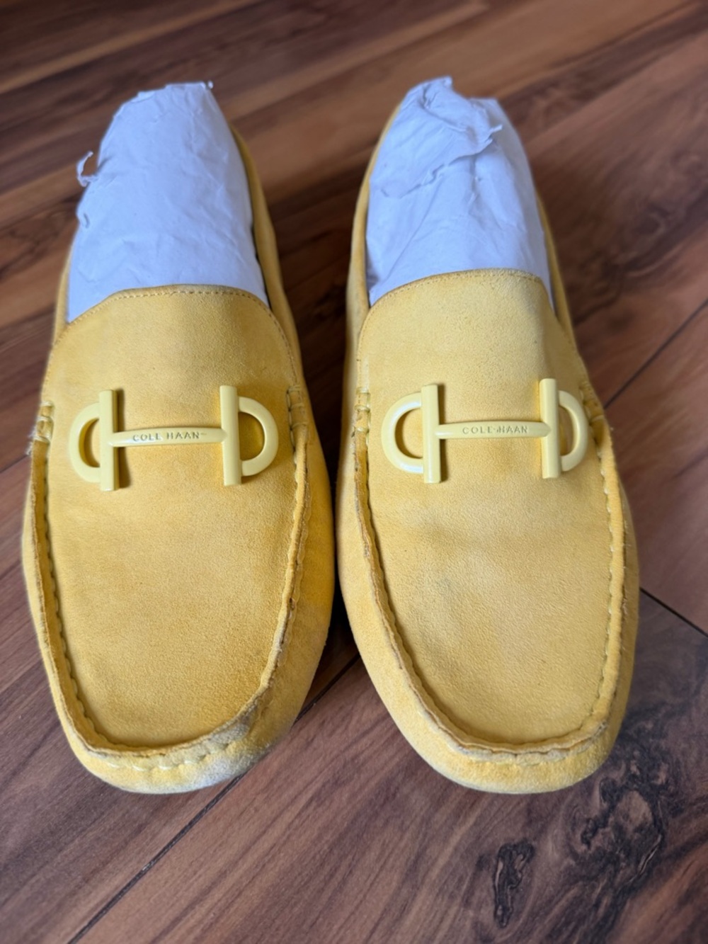 Cole Haan Tully Driver Yellow Suede Loafers